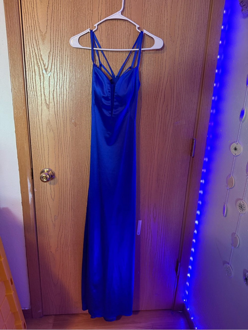 Windsor Satin Strappy Maxi Dress in Royal Blue
